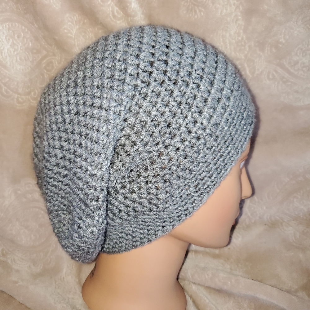 Crocheted adult slouchy beanie hat